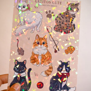 STICKER GRANDE GATITOS CUTE GATO BLANCO