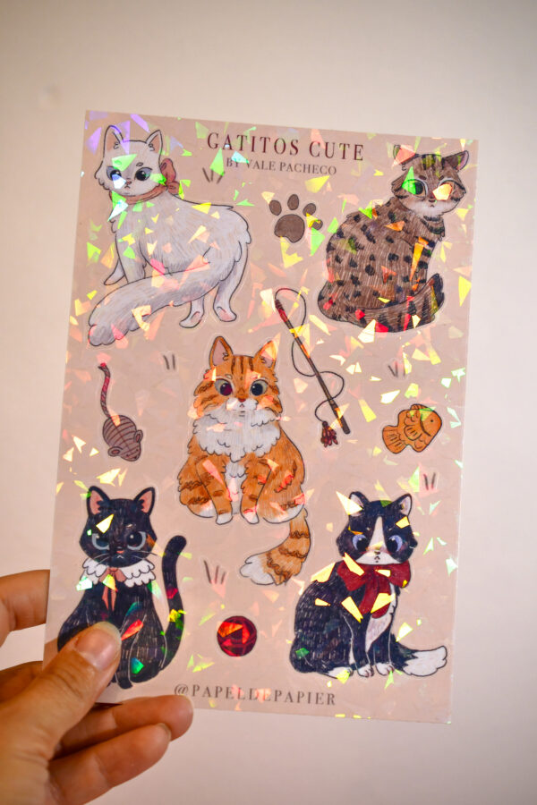 STICKER GRANDE GATITOS CUTE GATO BLANCO - Imagen 1