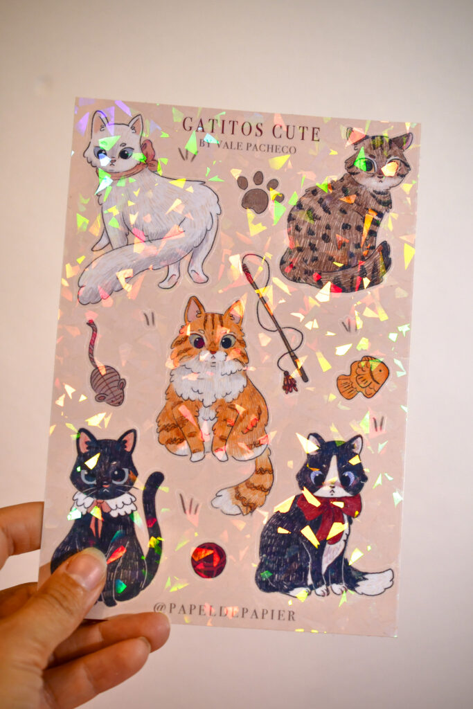 STICKER GRANDE GATITOS CUTE GATO BLANCO