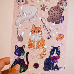 STICKER GRANDE GATITOS CUTE GATO BLANCO - Imagen 2