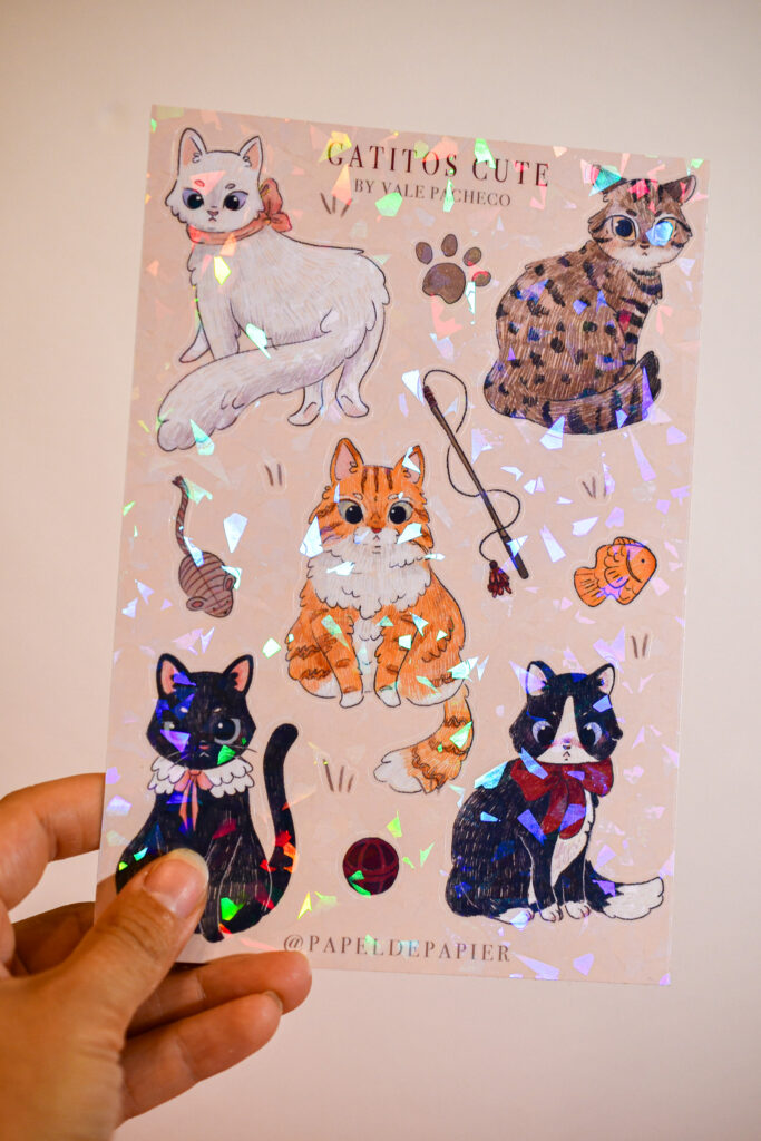 STICKER GRANDE GATITOS CUTE GATO BLANCO