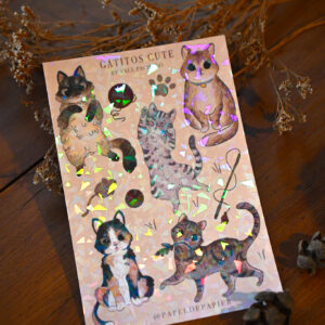 STICKER GRANDE GATITOS CUTE GATO GRIS - Imagen 2
