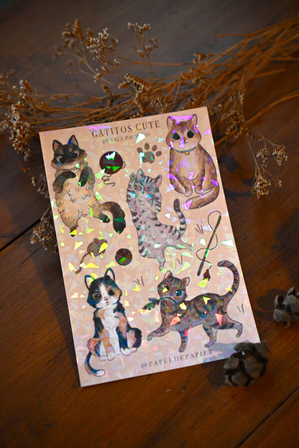 STICKER GRANDE GATITOS CUTE GATO GRIS - Imagen 2