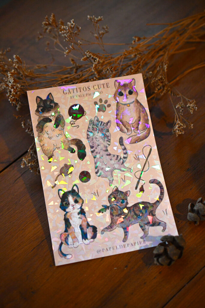 STICKER GRANDE GATITOS CUTE GATO GRIS