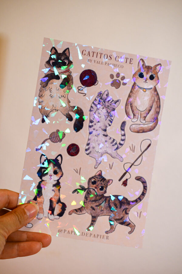 STICKER GRANDE GATITOS CUTE GATO GRIS - Imagen 3