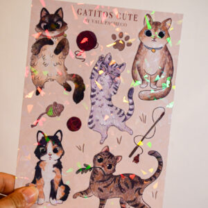 STICKER GRANDE GATITOS CUTE GATO GRIS