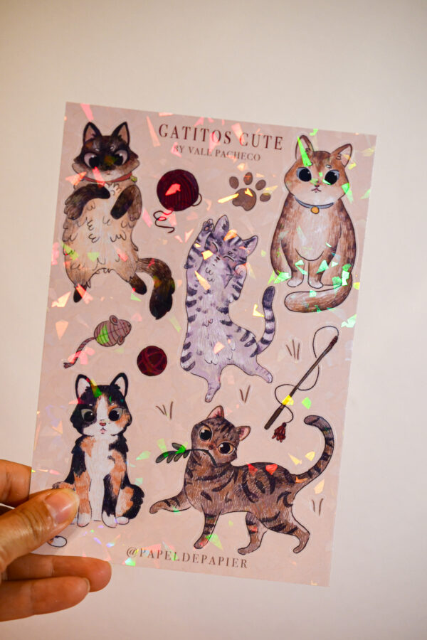STICKER GRANDE GATITOS CUTE GATO GRIS - Imagen 1