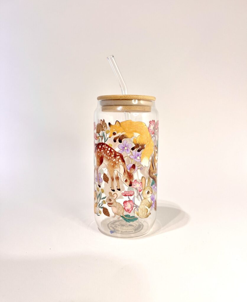 VASO ANIMALITOS DEL BOSQUE FLORIDO