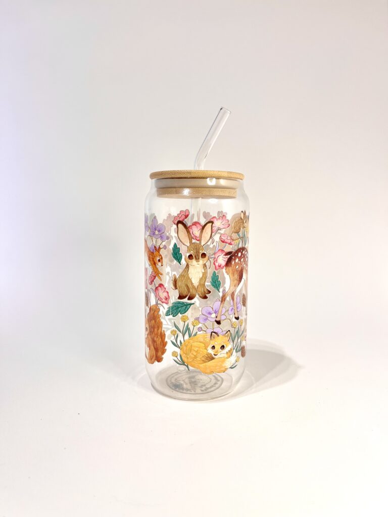 VASO ANIMALITOS DEL BOSQUE FLORIDO