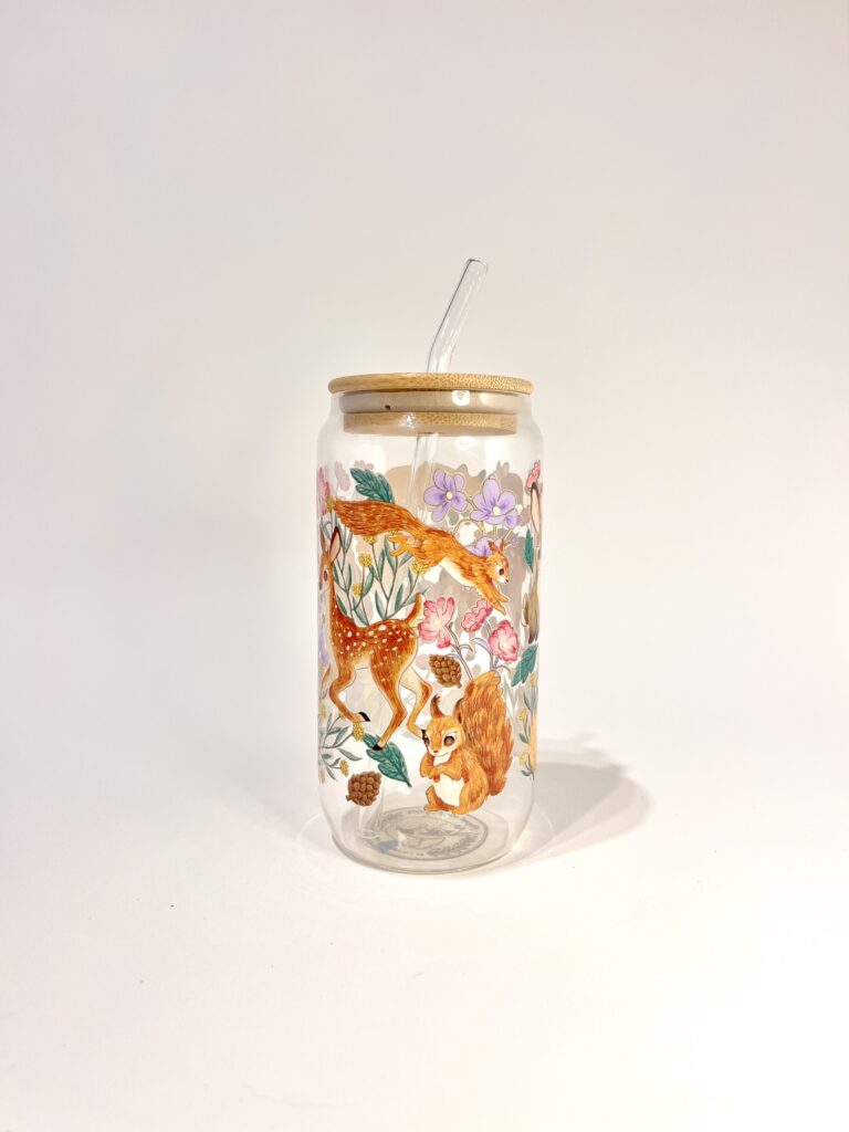 VASO ANIMALITOS DEL BOSQUE FLORIDO