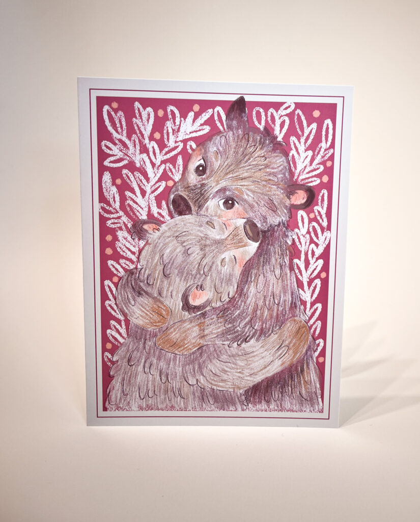 TARJETA ABRAZO DE OSO OSCURA
