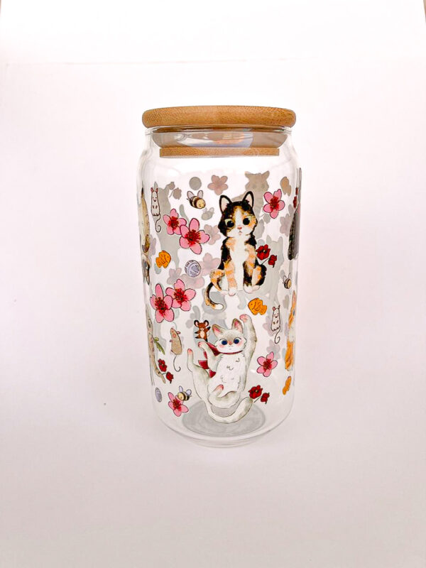 VASO GATITOS CON FLORES