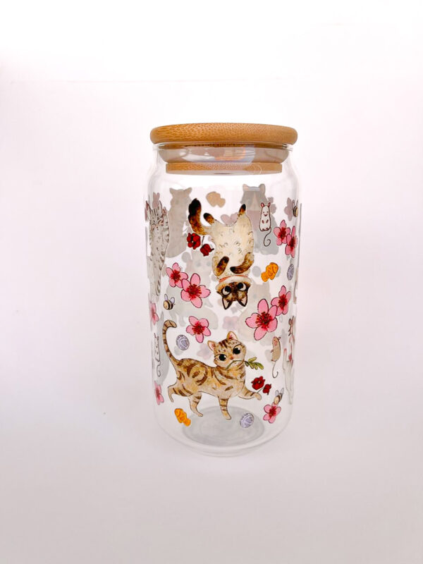 VASO GATITOS CON FLORES