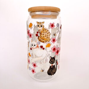 VASO GATITOS CON FLORES