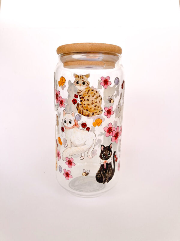 VASO GATITOS CON FLORES