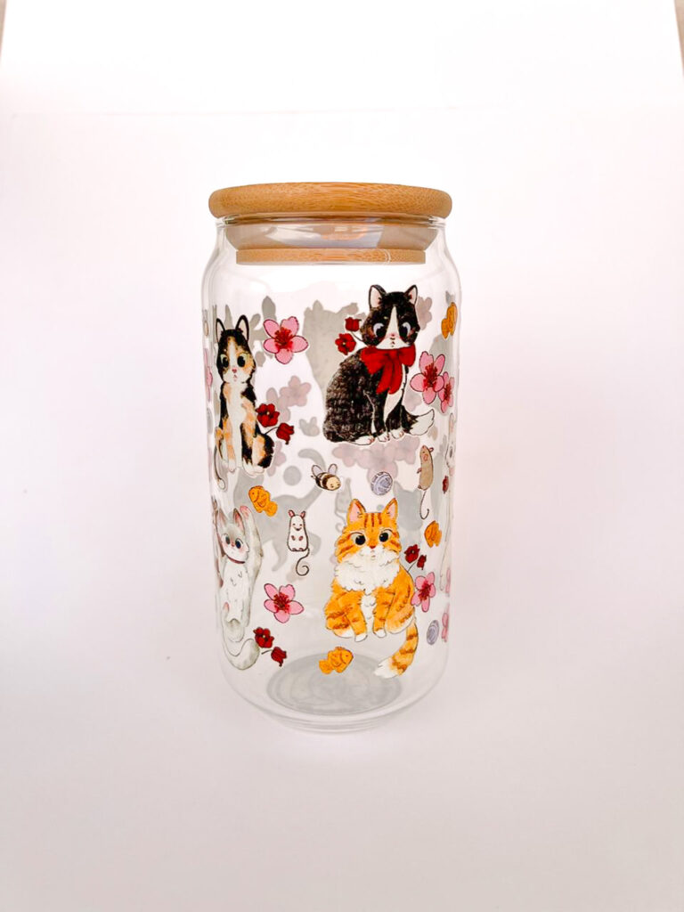 VASO GATITOS CON FLORES