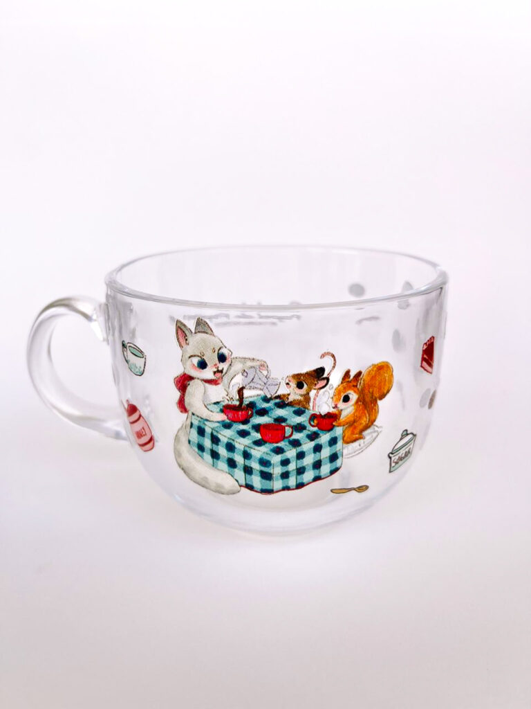 TAZA GATA, ARDILLA Y RATONCITO EN COFFEE BREAK
