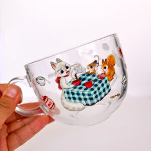 TAZA GATA, ARDILLA Y RATONCITO EN COFFEE BREAK