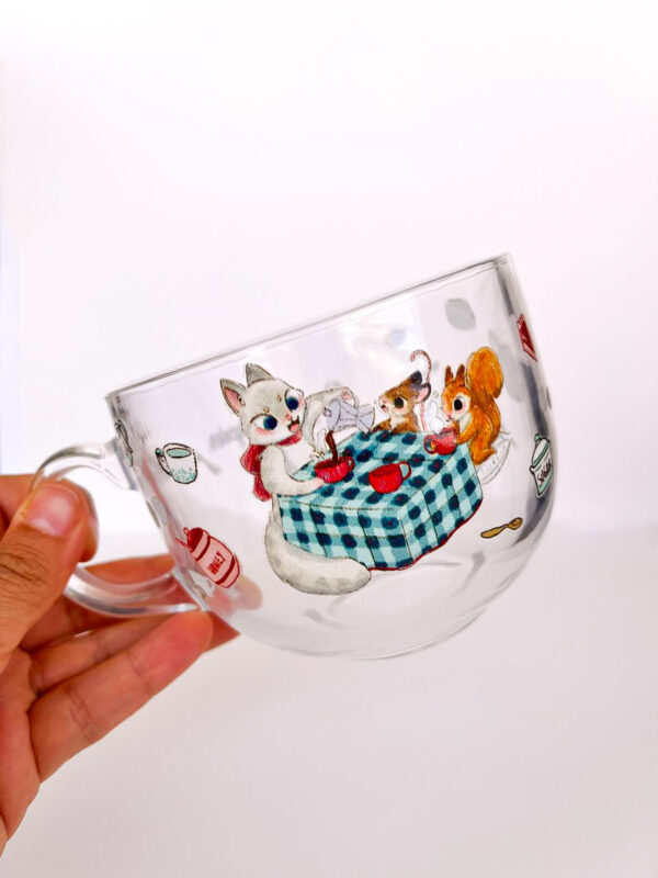 TAZA GATA, ARDILLA Y RATONCITO EN COFFEE BREAK