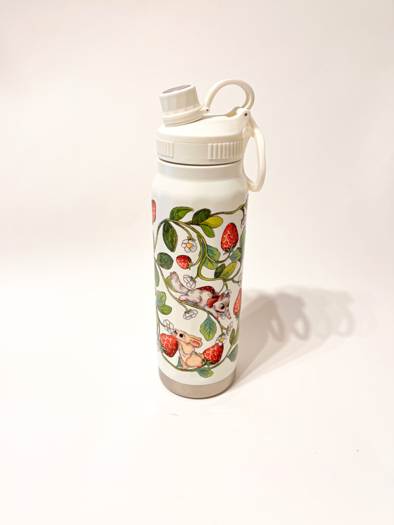 BOTELLA TERMICA BLANCA: FRUTILLA