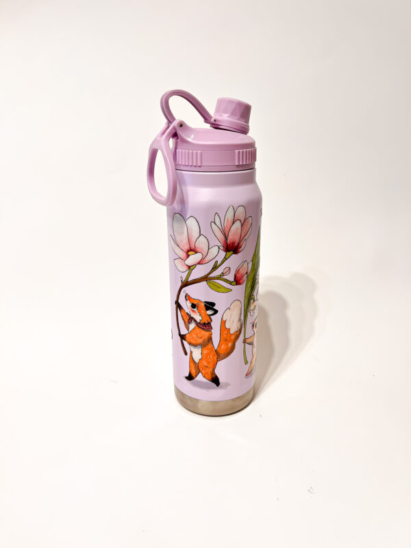 BOTELLA TERMICA LILA: FLORES