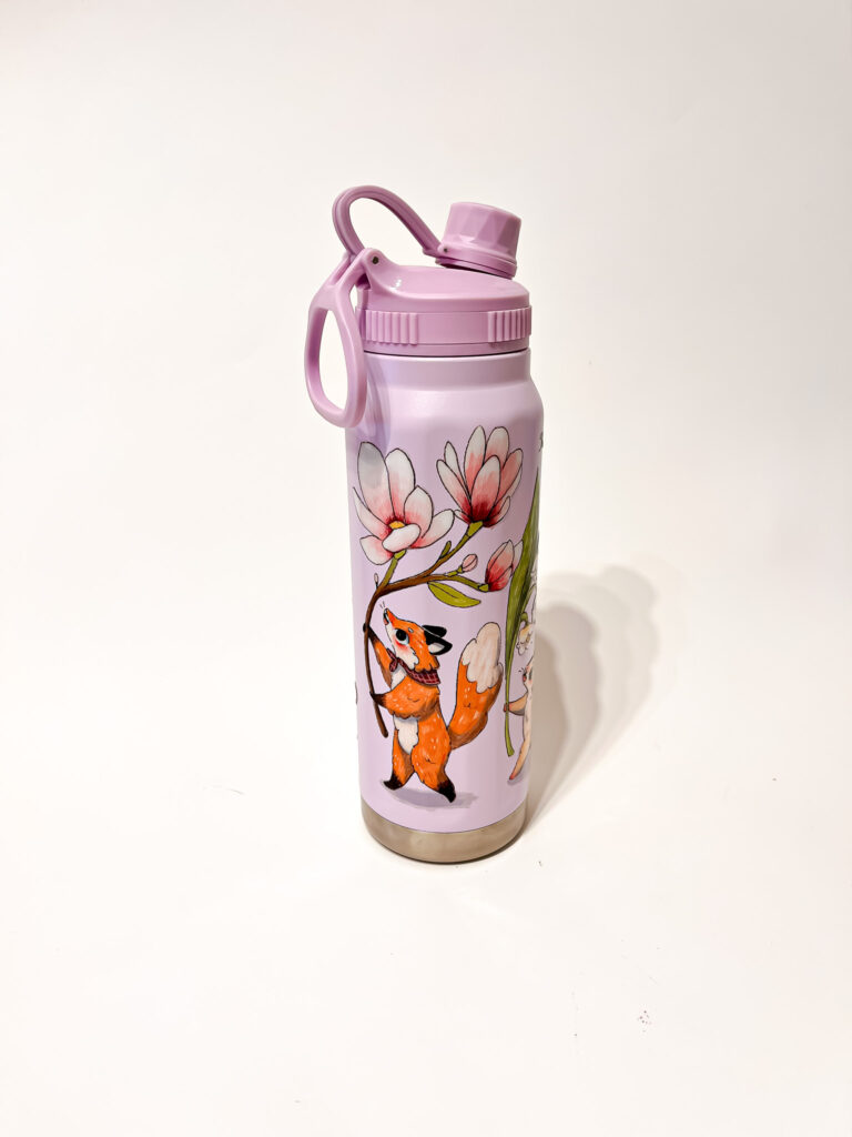 BOTELLA TERMICA LILA: FLORES