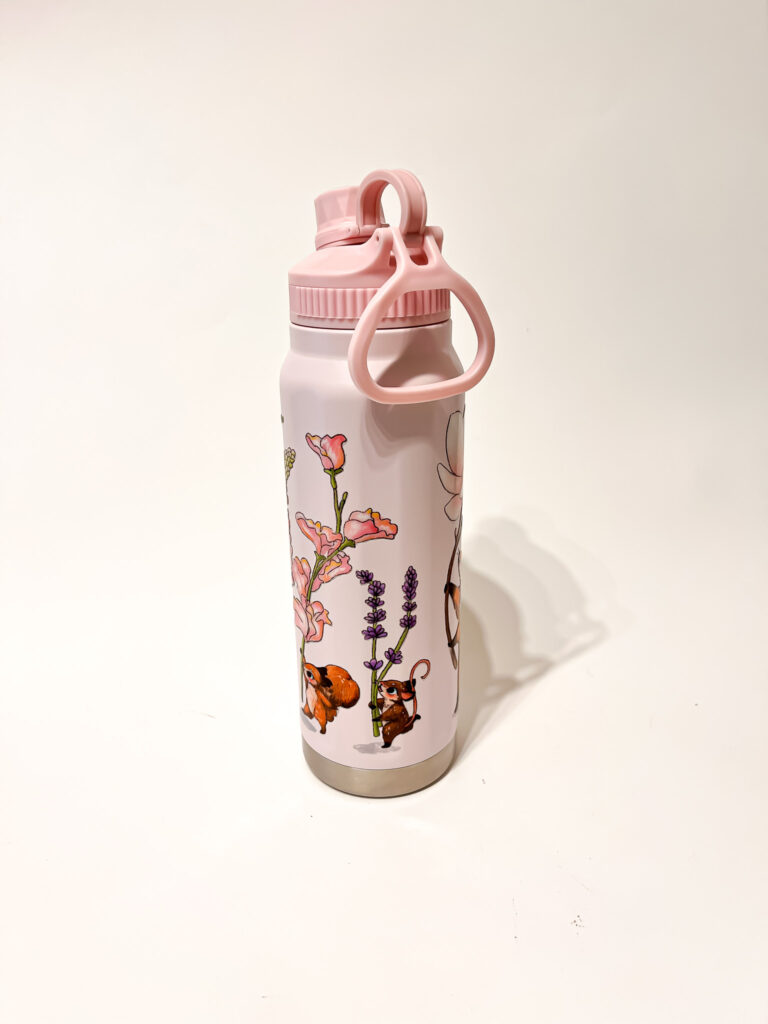 BOTELLA TERMICA ROSA: FLORES