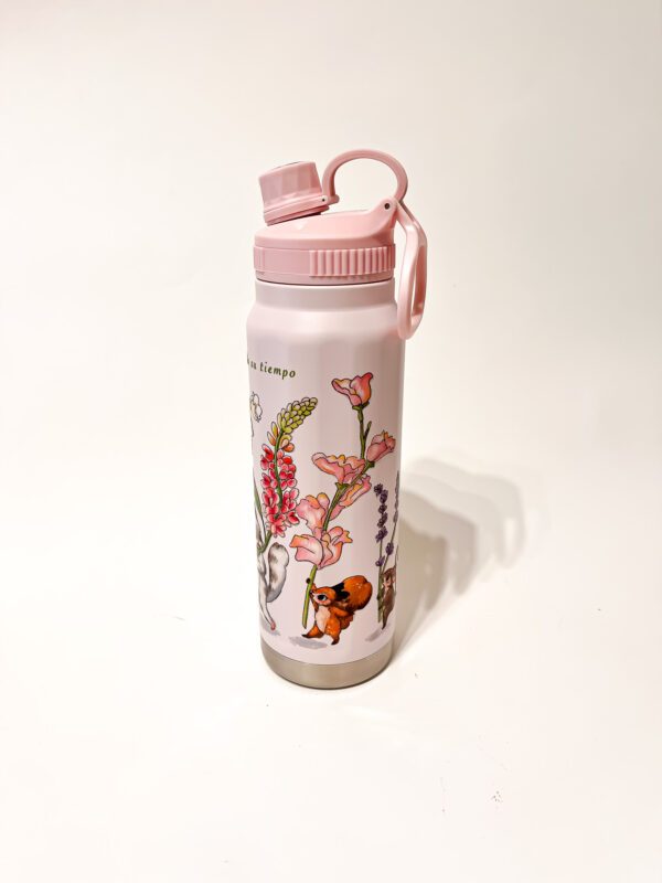 BOTELLA TERMICA ROSA: FLORES