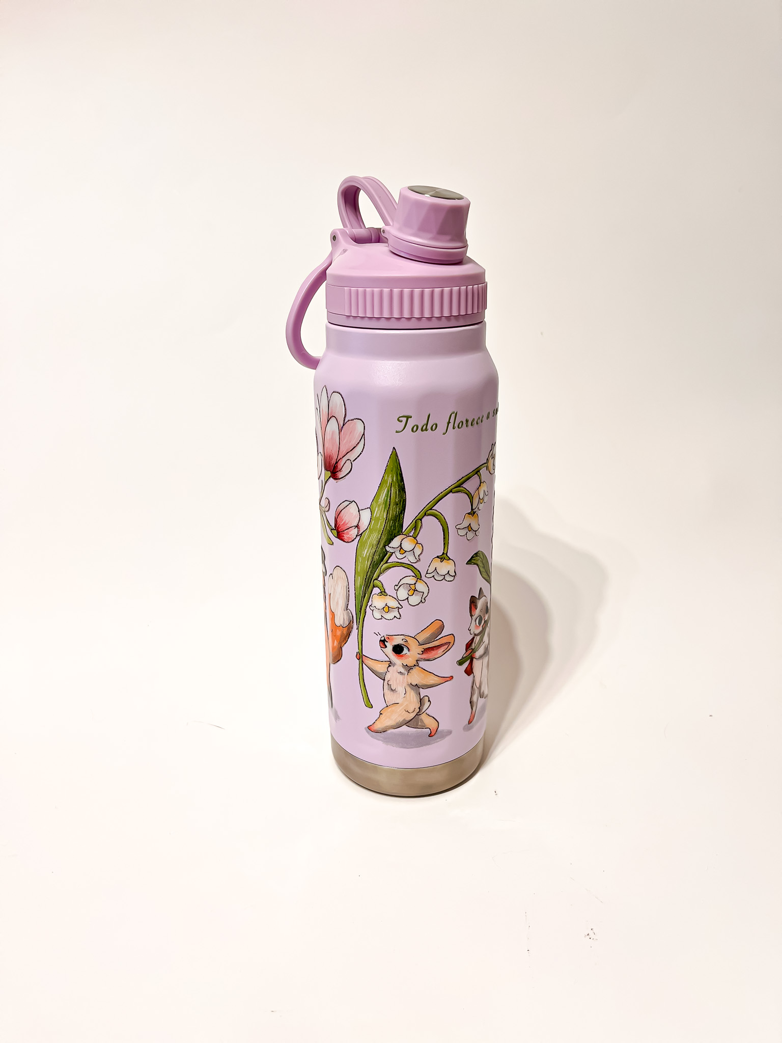 BOTELLA TERMICA LILA: FLORES - Imagen 1