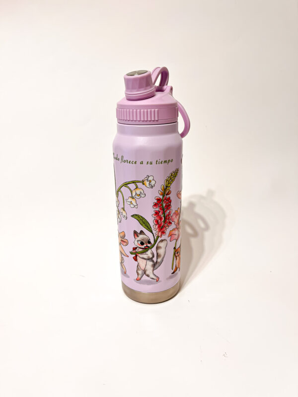 BOTELLA TERMICA LILA: FLORES