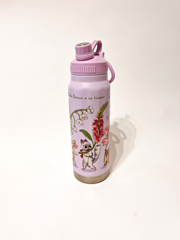 BOTELLA TERMICA LILA: FLORES