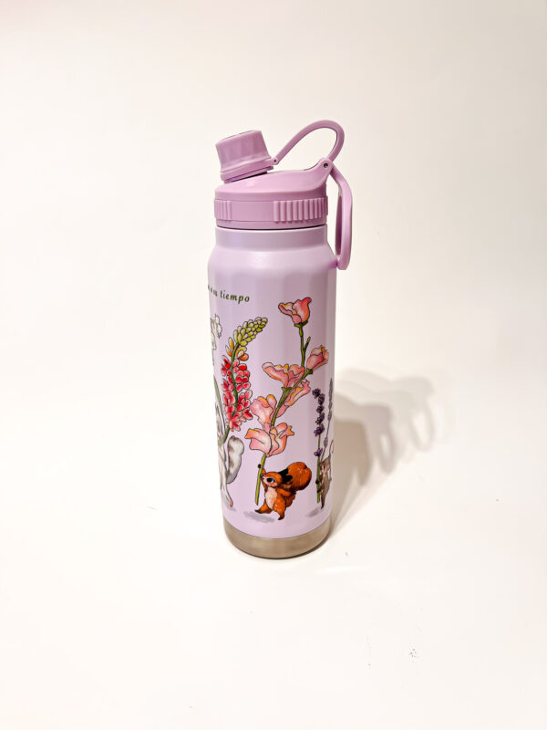 BOTELLA TERMICA LILA: FLORES