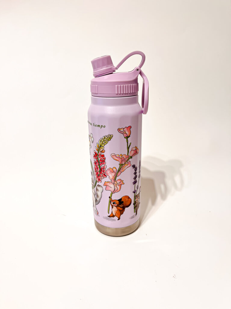 BOTELLA TERMICA LILA: FLORES