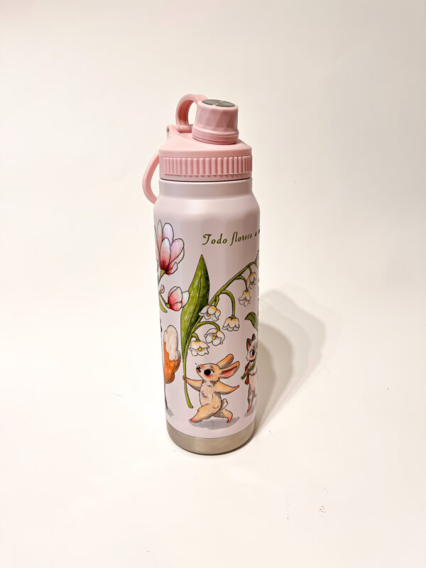 BOTELLA TERMICA ROSA: FLORES