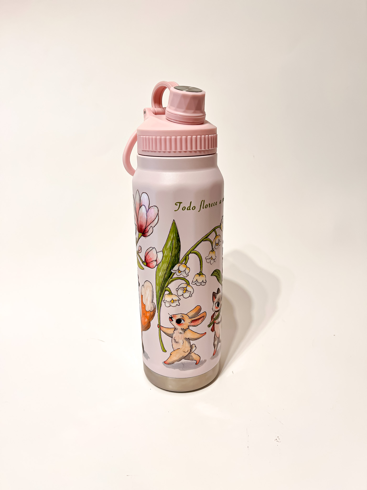 BOTELLA TERMICA ROSA: FLORES - Imagen 4