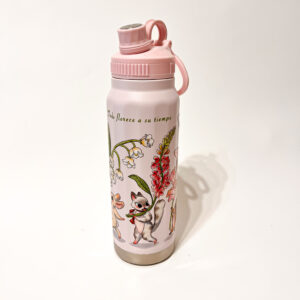 BOTELLA TERMICA ROSA: FLORES - Imagen 3