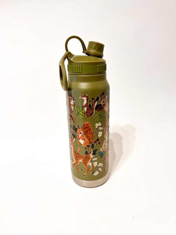 BOTELLA TERMICA VERDE: ANIMALES DEL BOSQUE