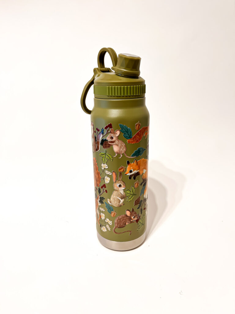 BOTELLA TERMICA VERDE: ANIMALES DEL BOSQUE