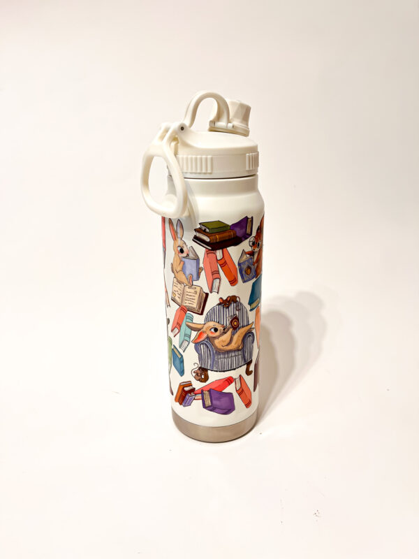 BOTELLA TERMICA BLANCA: ANIMALITOS LECTORES