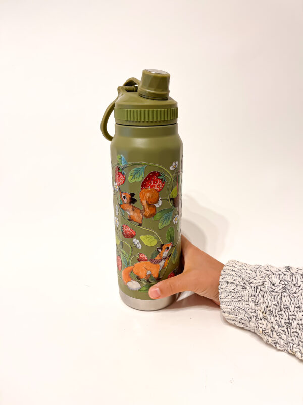 BOTELLA TERMICA VERDE: FRUTILLA