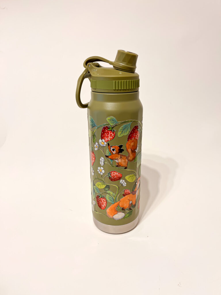 BOTELLA TERMICA VERDE: FRUTILLA