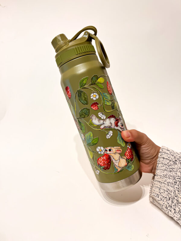 BOTELLA TERMICA VERDE: FRUTILLA