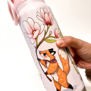 BOTELLA TERMICA ROSA: FLORES