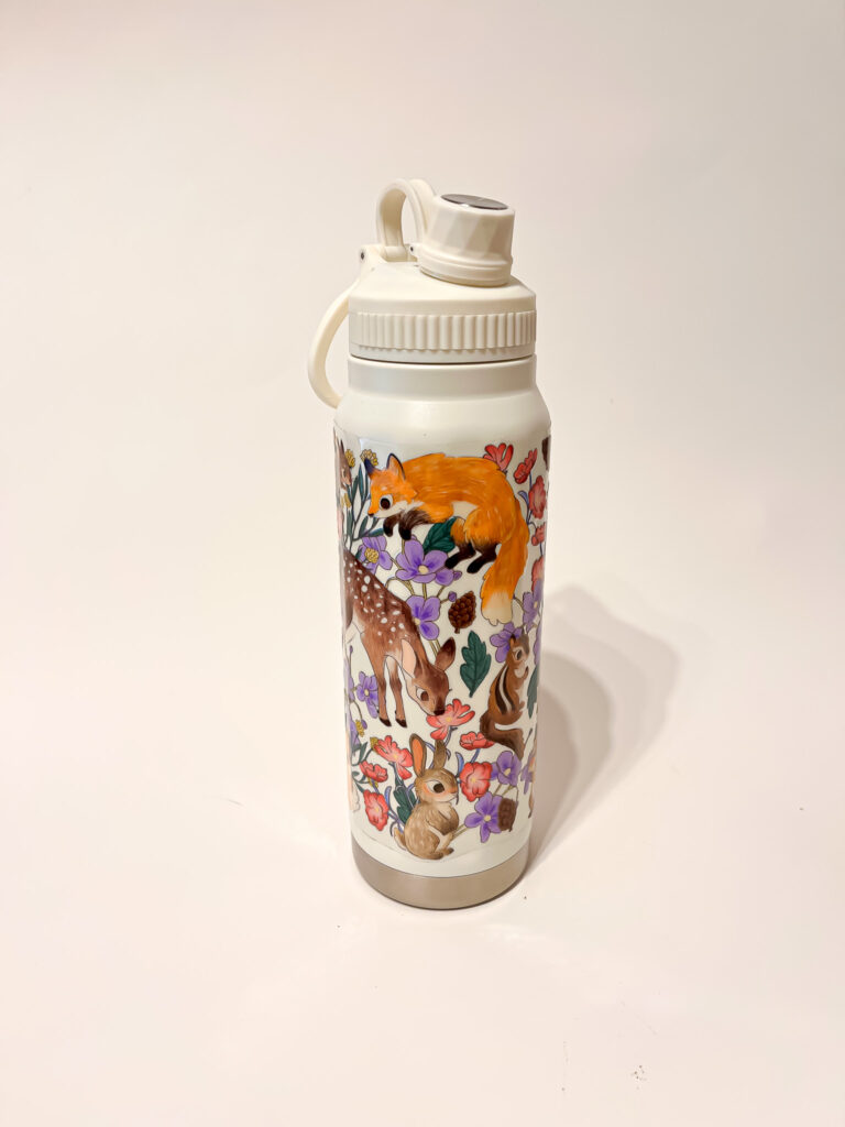 BOTELLA TERMICA BLANCA: ANIMALES DEL BOSQUE