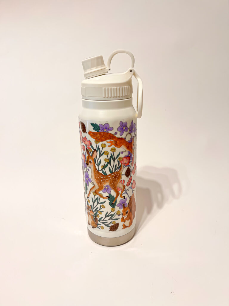 BOTELLA TERMICA BLANCA: ANIMALES DEL BOSQUE