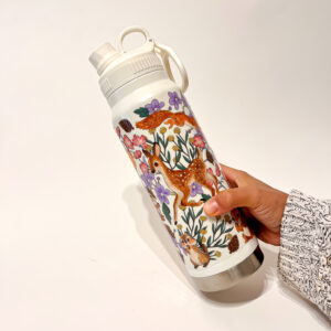 BOTELLA TERMICA BLANCA: ANIMALES DEL BOSQUE