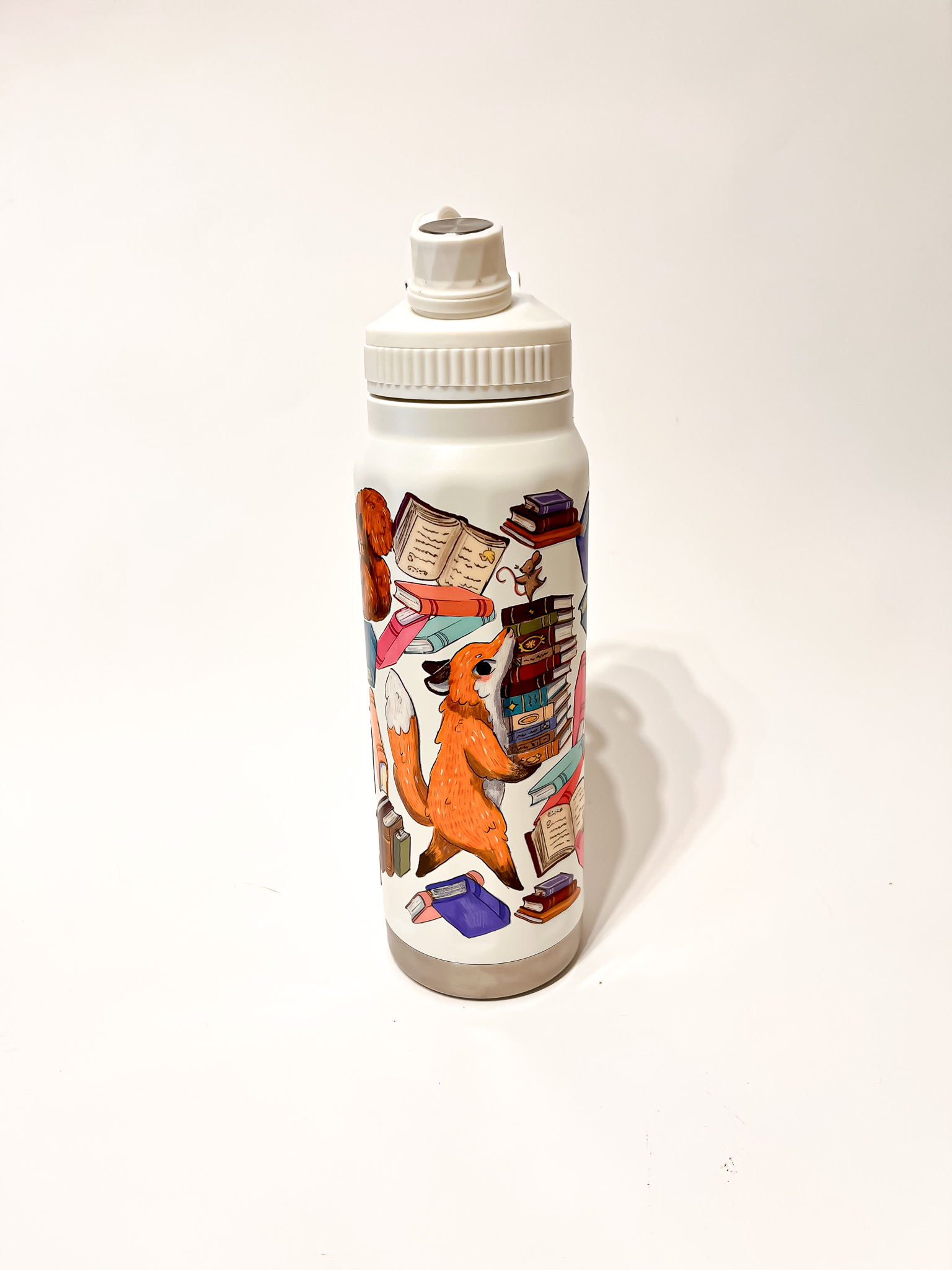 BOTELLA TERMICA BLANCA: ANIMALITOS LECTORES - Imagen 2