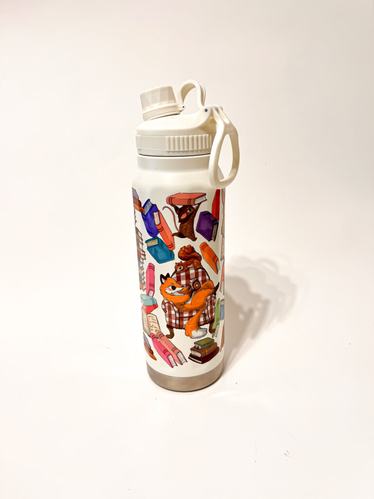 BOTELLA TERMICA BLANCA: ANIMALITOS LECTORES