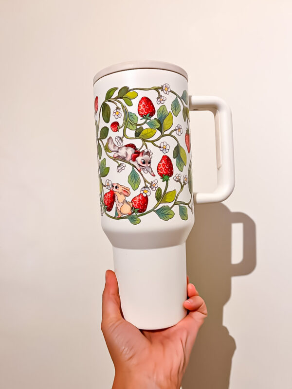 VASO TERMICO BLANCO: FRUTILLA