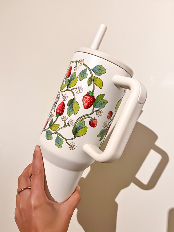 VASO TERMICO BLANCO: FRUTILLA